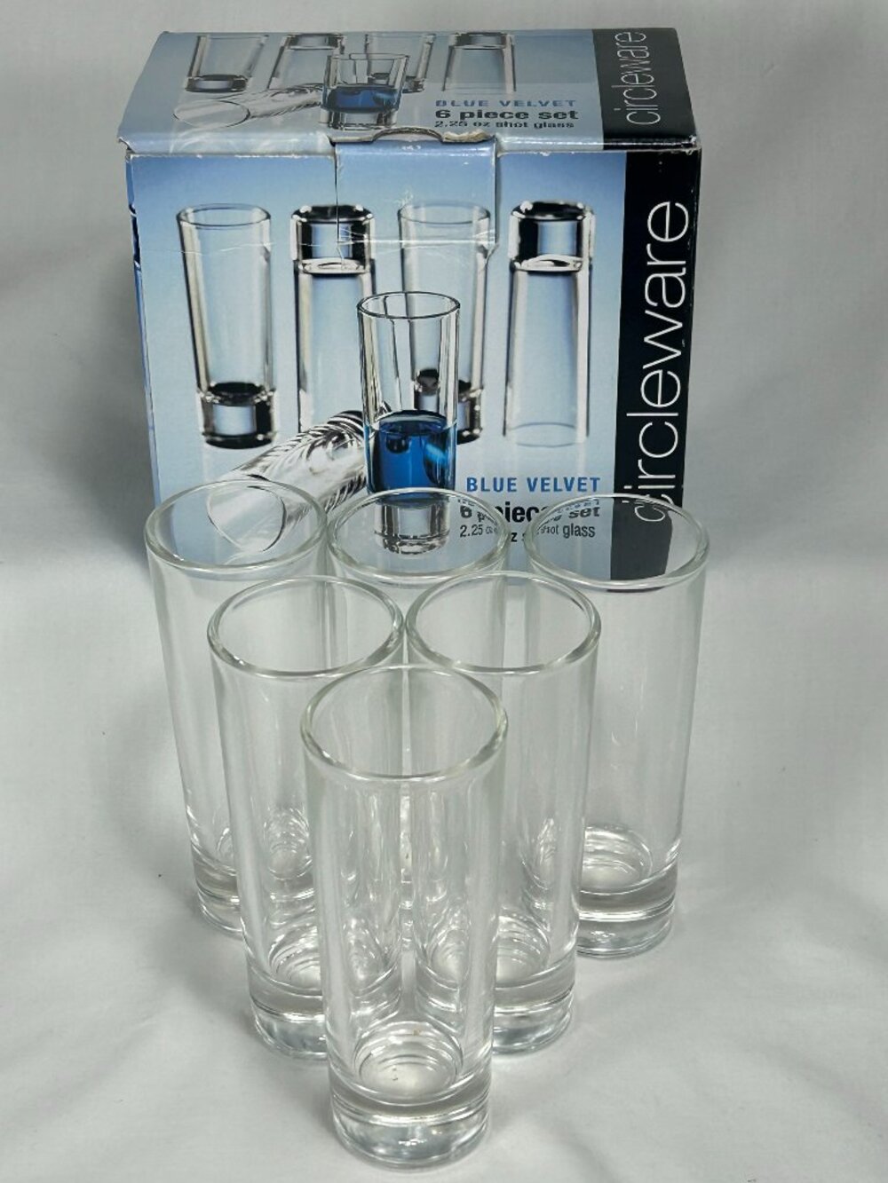 new set of 6 Blue Velvet Italy sot glasses